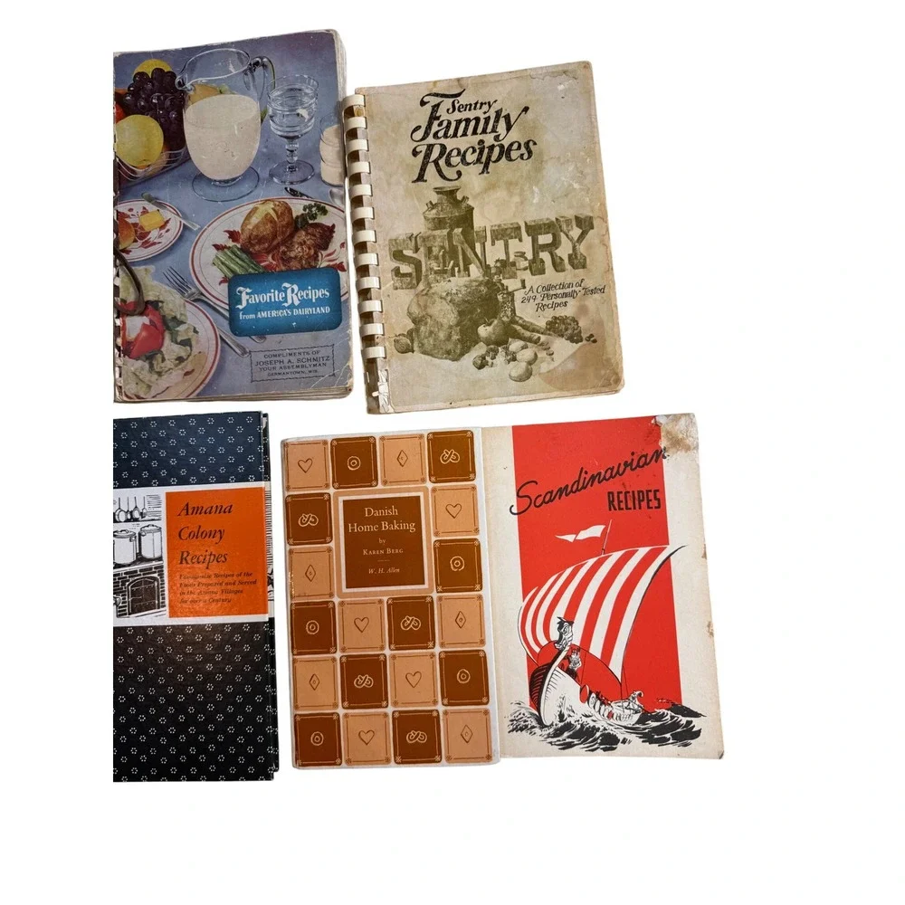 Scandinavian German Danish Vintage Cookbook Lot Amana Mid Century Recipes